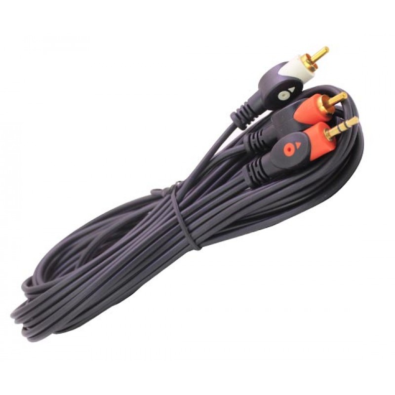 POWERMASTER 1. KALİTE 2 RCA ERKEK + 3.5 MM STEREO ERKEK GOLD 5 METRE KABLO