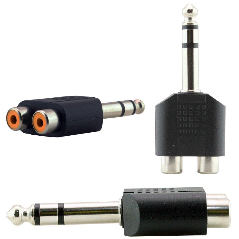 6.3 MM STEREO ERKEK / 2 RCA DİŞİ ÇEVİRİCİ JACK (20 ADET)