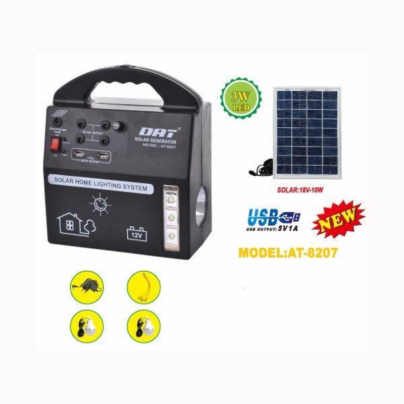 DAT AT-8207 Solar LED Aydınlatma Sistemi 12v-7000mah Usb +2 Ampül