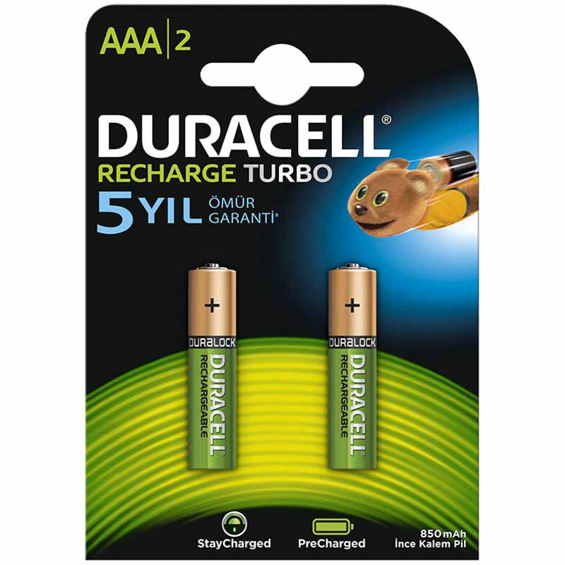 DURACELL ŞARJLI 900 MAH AAA İNCE KALEM PİL (2Lİ PAKET)