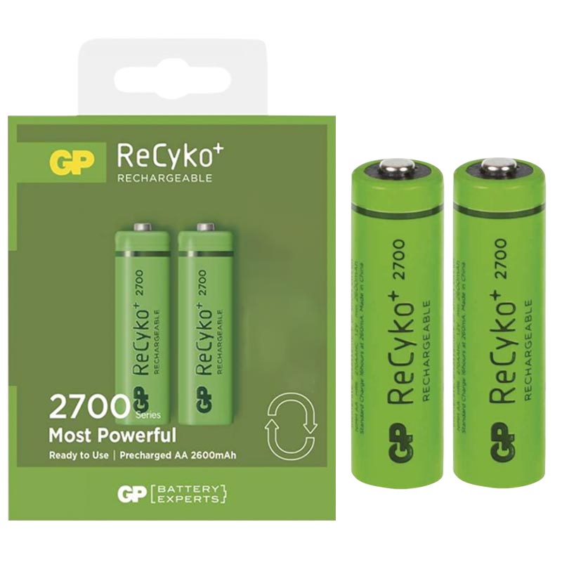 GP 2600 MAH R6 AA KALEM ŞARJLI PİL 2Lİ BLS PAKET RECYKO YEŞİL