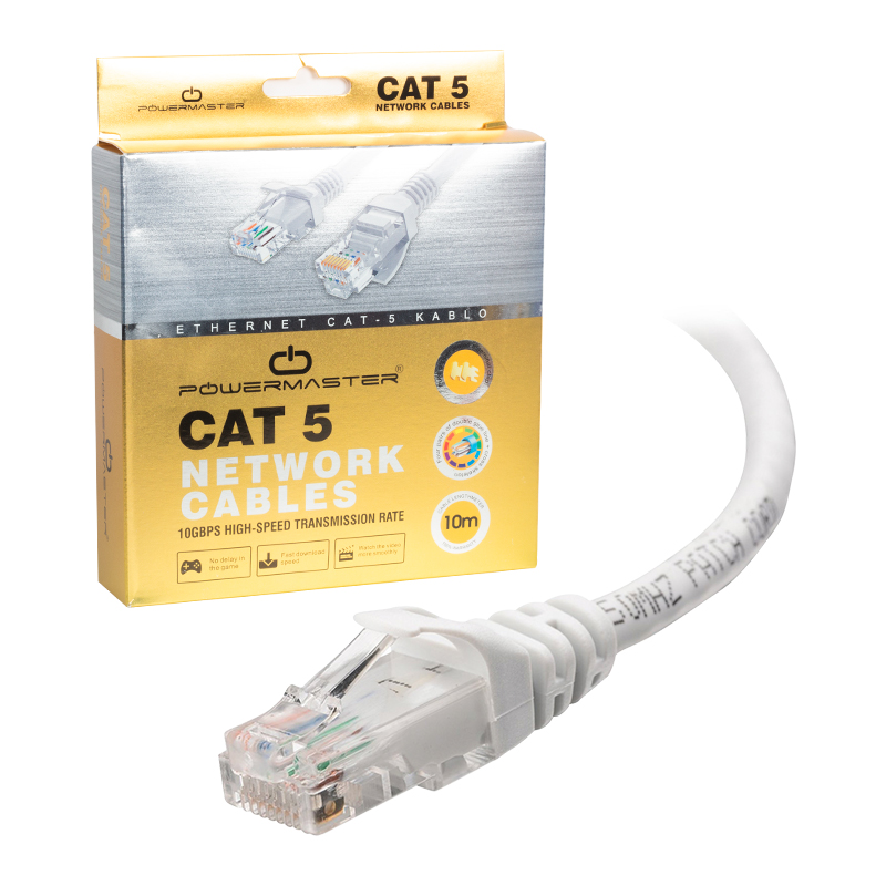 POWERMASTER CAT5 10 METRE RJ45 PATCH NETWORK ETHERNET İNTERNET KABLOSU