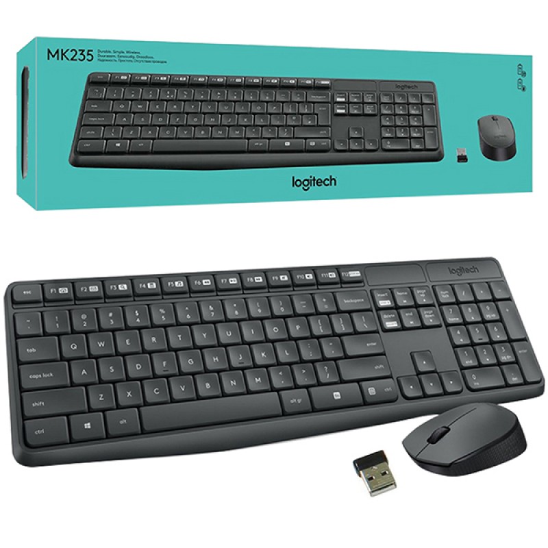 LOGITECH MK235 Q TR KABLOSUZ KLAVYE MOUSE SET GRİ