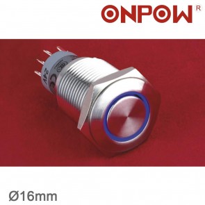 ONPOW 16 MM HALKA LEDLİ ANAHTAR DÜZ IP67 12V, 24V