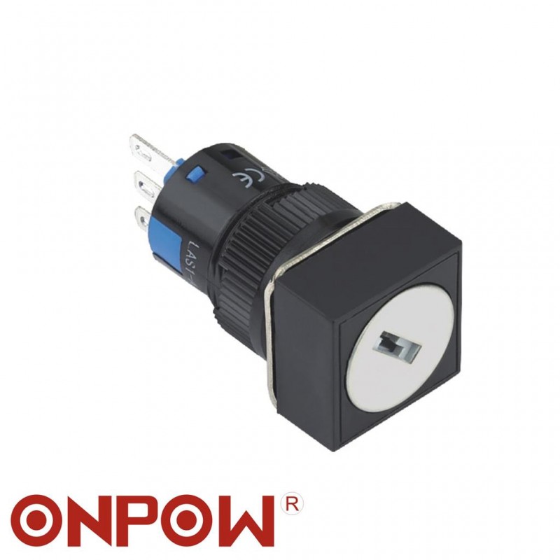 ONPOW 16MM ANAHTARLI BUTON KARE 0-1 SİYAH