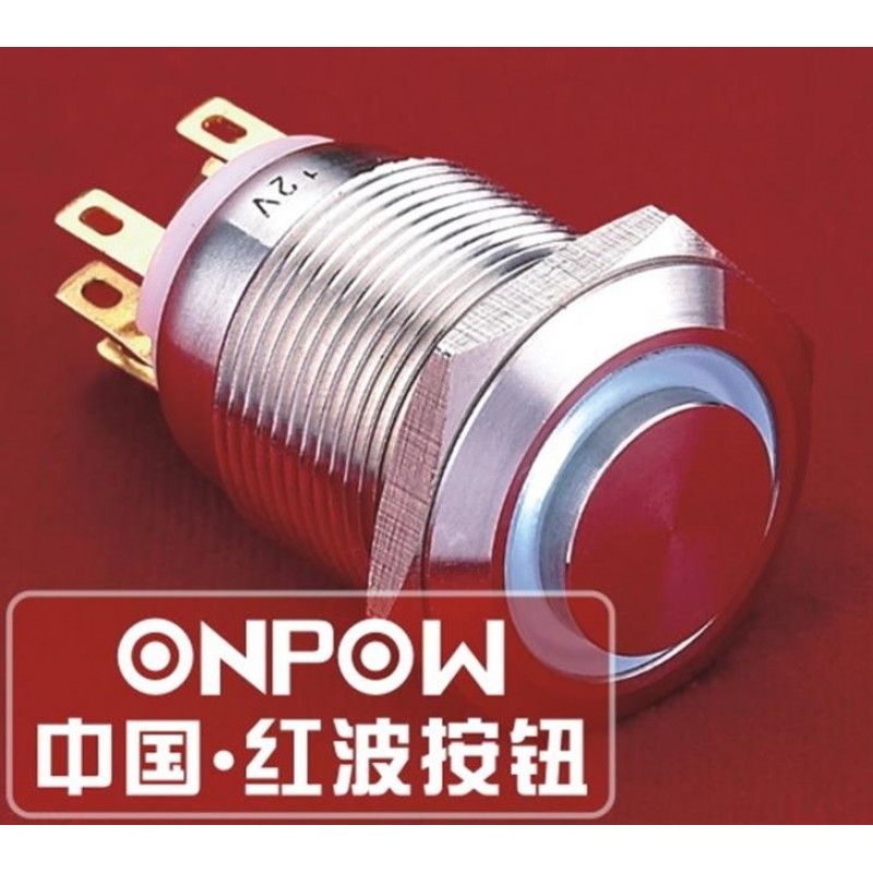 ONPOW 19 MM HALKA LEDLİ BUTON (ÇIKIK) IP67 12V