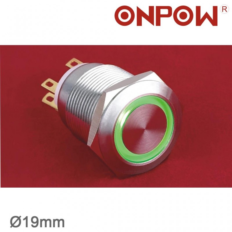 ONPOW 19 MM HALKA LEDLİ BUTON IP67 12V