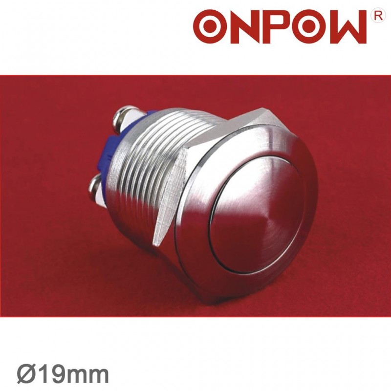 ONPOW 19 MM IŞIKSIZ METAL BUTON (DÜZ) IP65 NİKEL