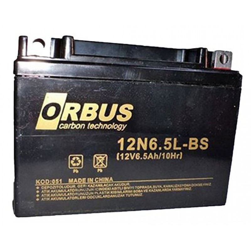 ORBUS 12N6.5L-BS 12V 6.5A MOTOSİKLET AKÜSÜ (139 X 66 X 100 MM) (2.05KG)