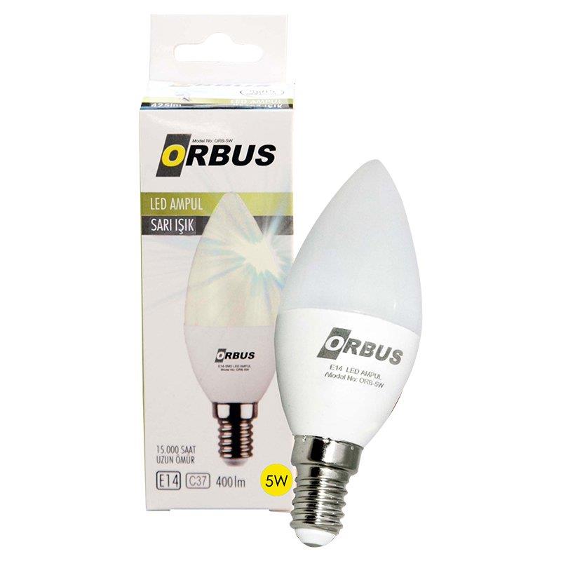 ORBUS ORB-5WS C37 5 WATT E14 400 LMN SARI TASARRUFLU AMPÜL (5 ADET)