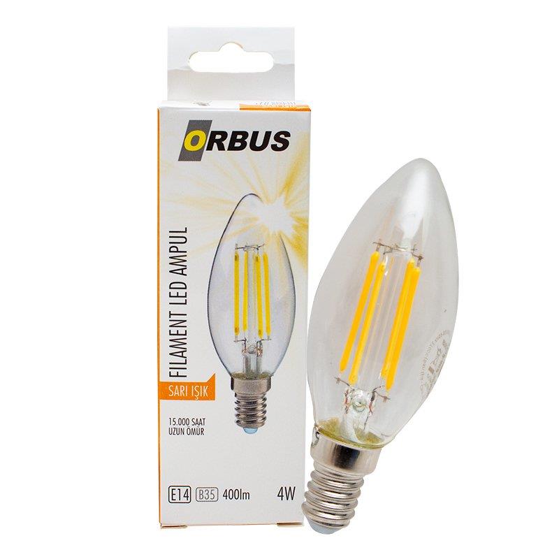 ORBUS ORB-BC3 FILAMENT BULB B35 4 WATT E14 400 LMN SARI LED AMPÜL (5 ADET)