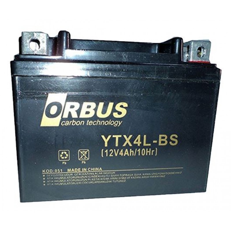 ORBUS YTX4L-BS 12V 4A MOTOSİKLET AKÜSÜ (114 X 66 X 88 MM) (1.6KG)