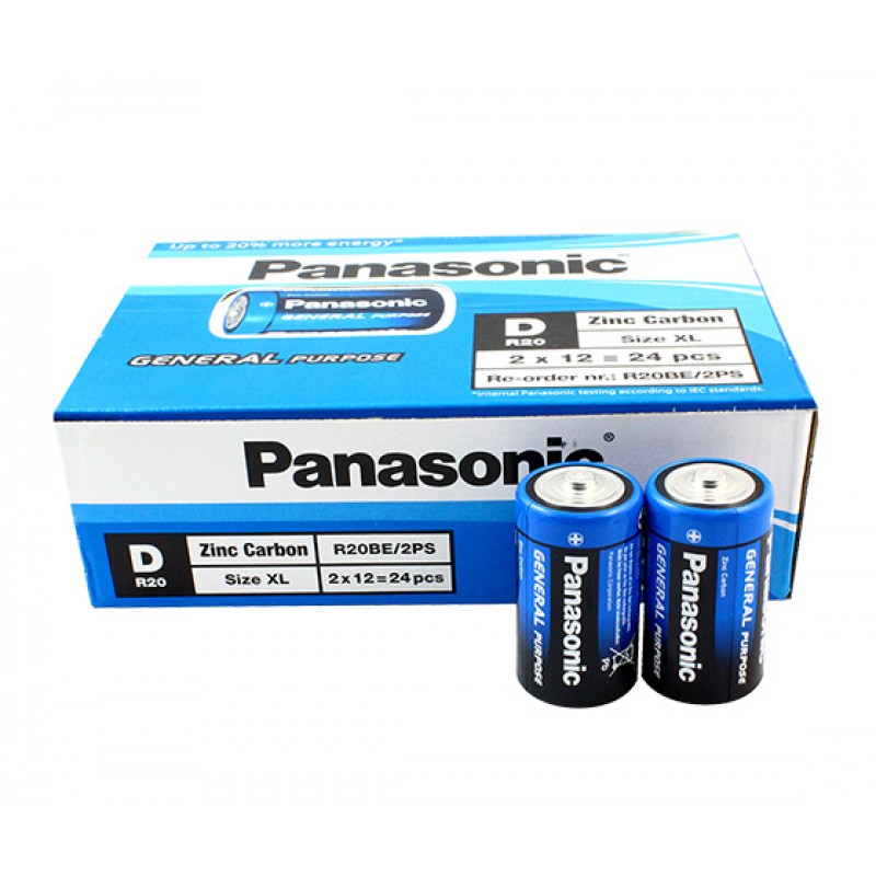 PANASONIC R20BE/2PS MANGANEZ BÜYÜK D BOY 24LÜ PİL (PAKET FİYATI)