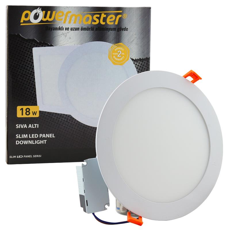 Powermaster 18 Watt Sıva Altı 6500K Beyaz 20.5Cm Yuvarlak Slım Led-Eco