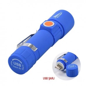 POWERMASTER MX-616S USB ŞARJLI 3 MODLU PLASTİK KASA MİNİ EL FENERİ