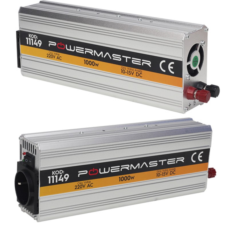 POWERMASTER PM-11149 12 VOLT - 1000 WATT MODIFIED SINUS INVERTER (10-15V ARASI-220V AC)