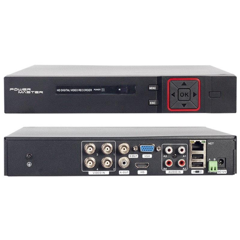 POWERMASTER PM-12180 1080N H265 4 KANAL DVR/XVR KAYIT CİHAZI XMEYE VİDEO ÇIKIŞLI