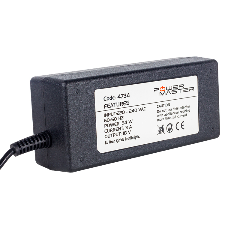 POWERMASTER PM-4734 18 VOLT - 3 AMPER 5.5*2.5 MM UÇLU SANTRAL ADAPTÖRÜ