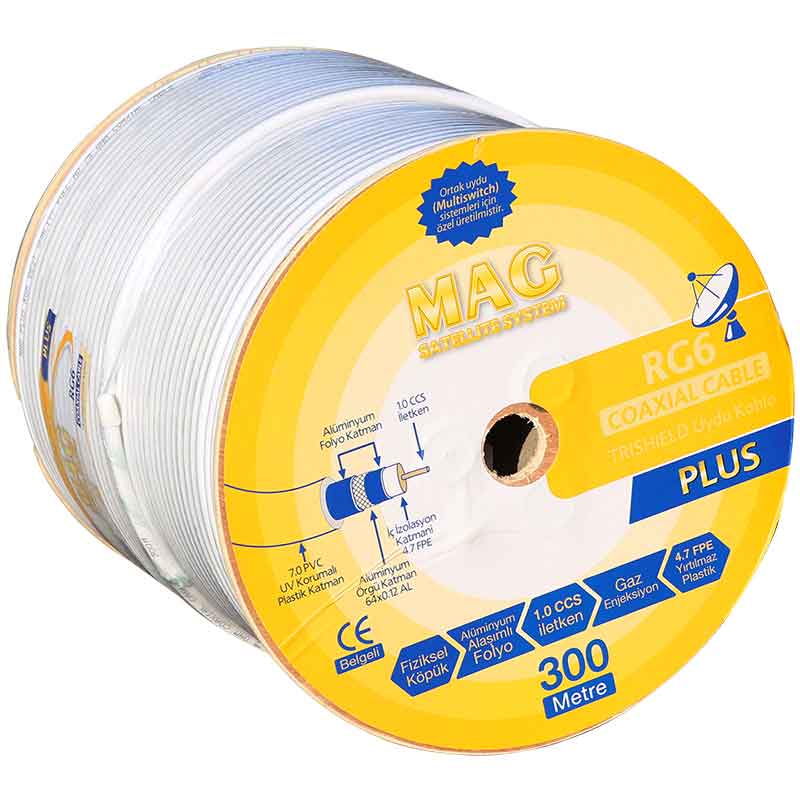 MAG PLUS RG6/U4 TRISHEILD ANTEN KABLOSU (300 METRE)