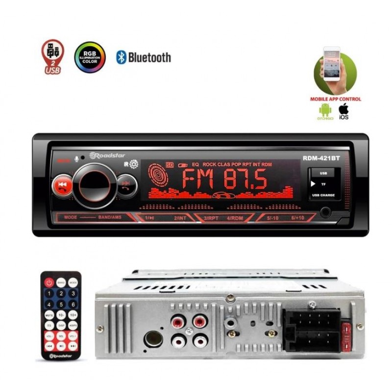 ROADSTAR RDM-421BT 2XUSB/SD/FM/AUX/BT MEKANİKSİZ OTO TEYP 4X50 WATT