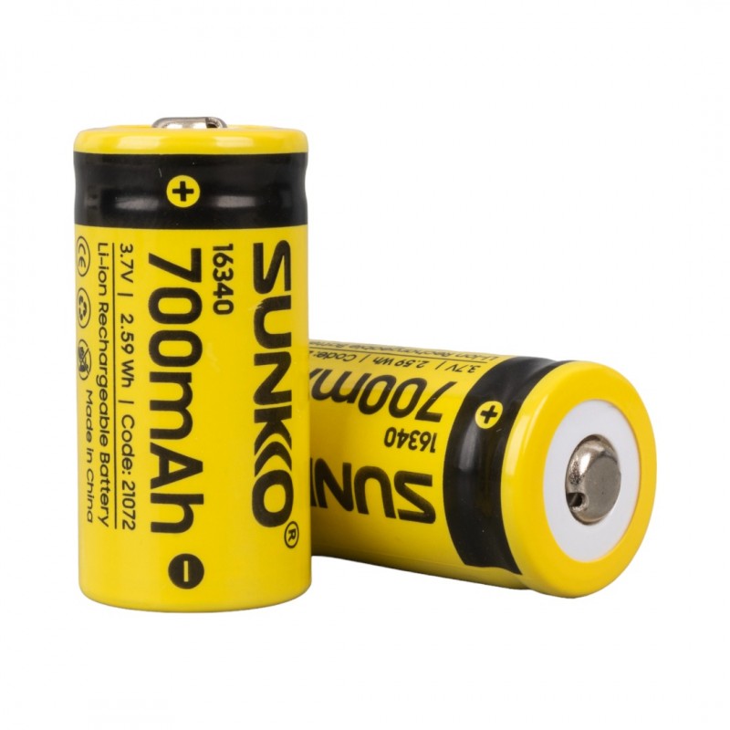 SUNKKO 3.7 VOLT 700 MAH 16340 ŞARJ EDİLEBİLİR PİL (TEKLİ)