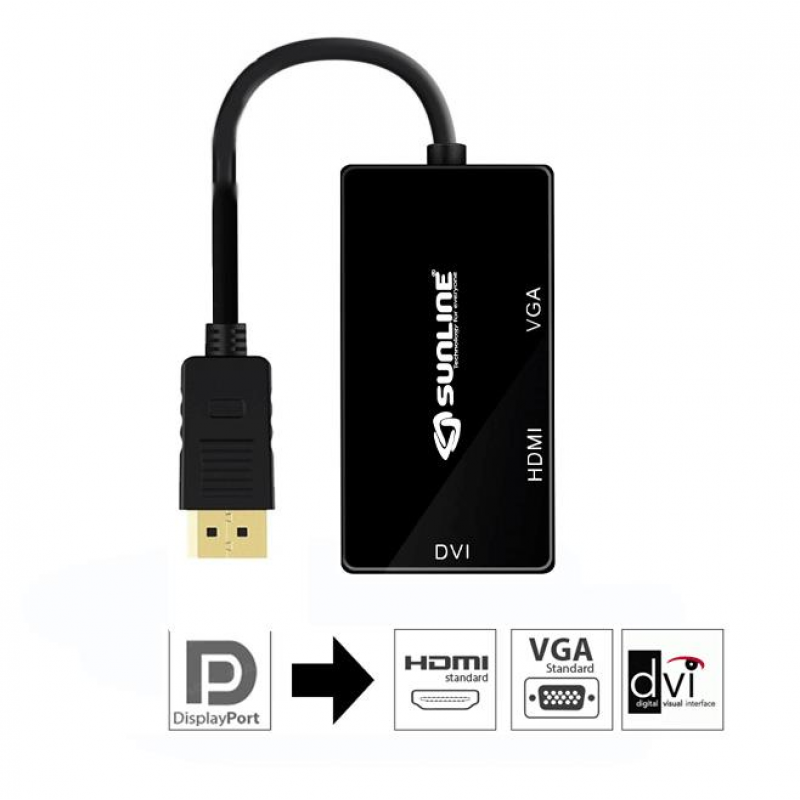 Sunline 170629 Mini DP-HDMI/VGA/DVI Dönüştürücü