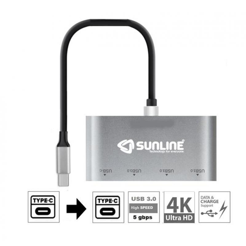 Sunline 170678 Type C-Type C /PD Şarj /USB3.0X3