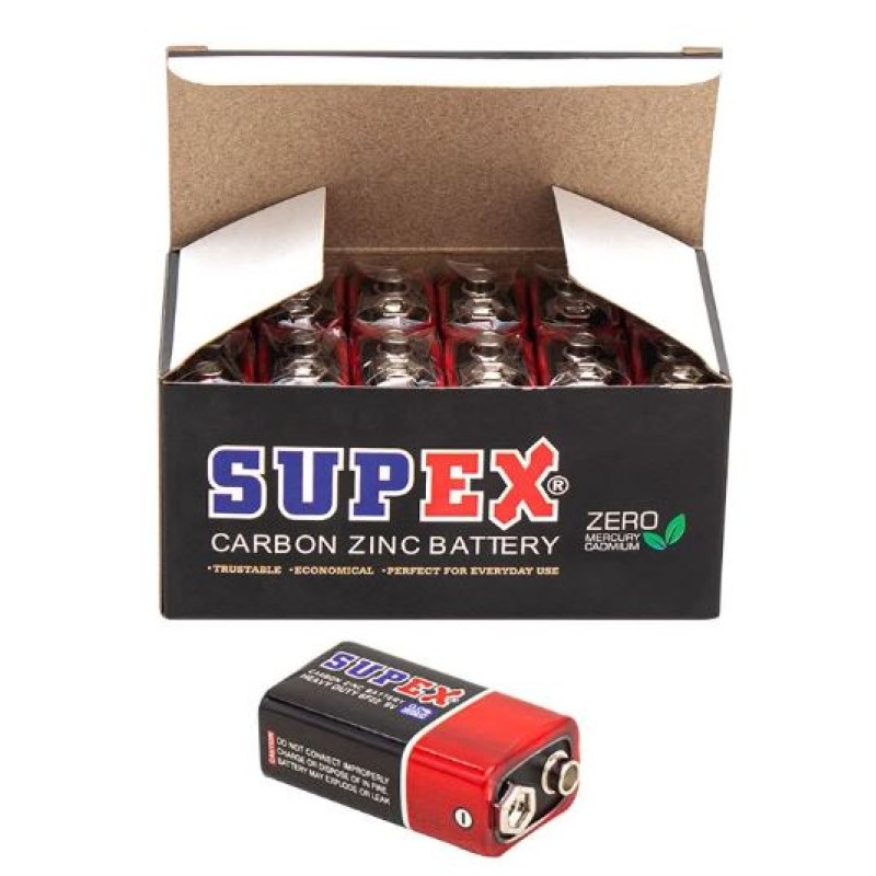 SUPEX 6F22 9 VOLT PİL (12 Lİ PAKET)