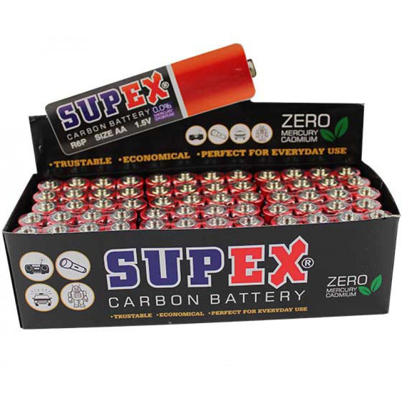 SUPEX R6 1.5 VOLT ÇİNKO KARBON AA KALEM PİL (60LI PAKET FİYATI)