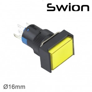 SWION 16MM KALICI BUTON IŞIKLI DİKDÖRTGEN (10-24V yada 220V)