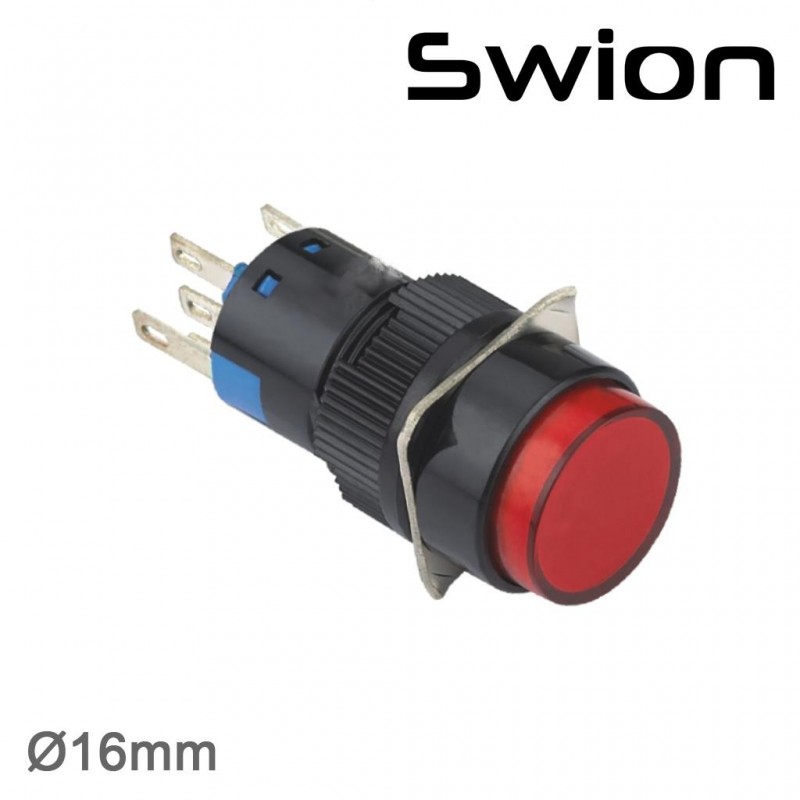 SWION 16MM KALICI BUTON IŞIKLI YUVARLAK (10-24V yada 220V)