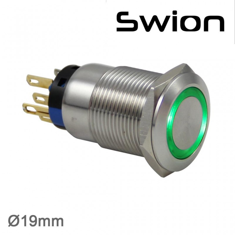 SWION 19 MM HALKA LEDLİ BUTON IP67 12V, 24V