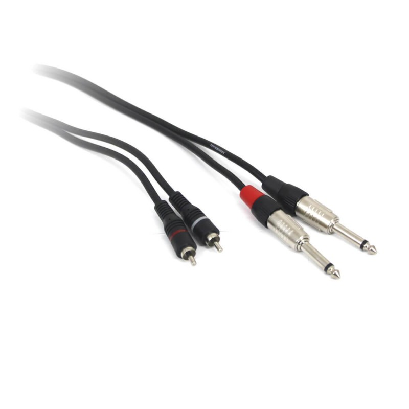 TeknoGreen TKS-903 2×6.3mm Mono 2xRca Erkek-Erkek Kablo 3 mt