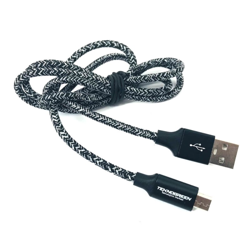 TeknoGreen TKU-C203 Örgülü 1 Mt. Micro USB Şarj ve Data Kablosu