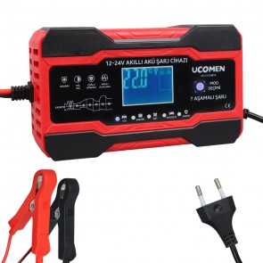 UCOMEN UC-C121001A KIRMIZI 12/24 VOLT 10 AMPER LED GÖSTERGELİ AKÜ ŞARJ CİHAZI