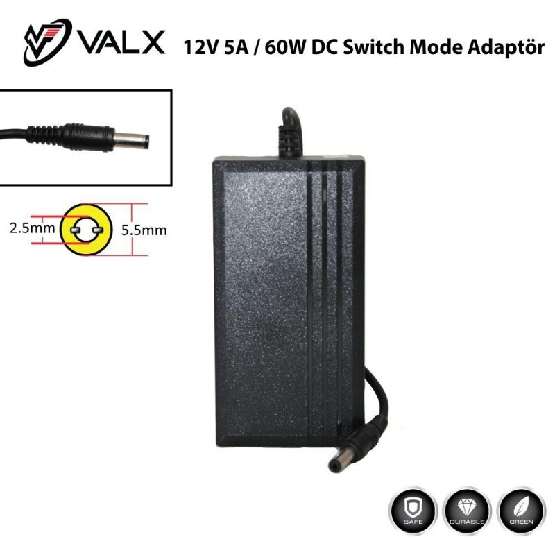 Valx 12V 5A/60W Dc Adaptör 5.5mm*2.5mm