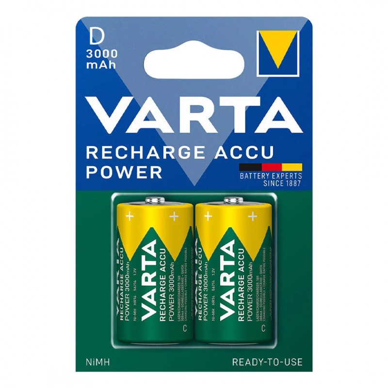 VARTA 1.2 VOLT - 3000 MAH NI-MH BÜYÜK D BOY ŞARJLI PİL 2LI PAKET