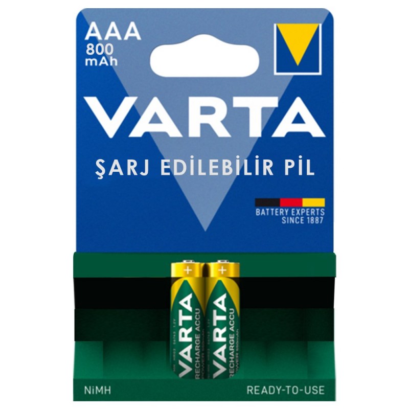 VARTA NI-MH 1.2 VOLT - 800 MAH HR03 AAA ŞARJLI 2Lİ İNCE KALEM PİL