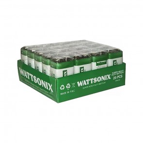 WATTSONIX ÇİNKO KARBON 6F22 9 VOLT PİL (20Lİ PAKET)