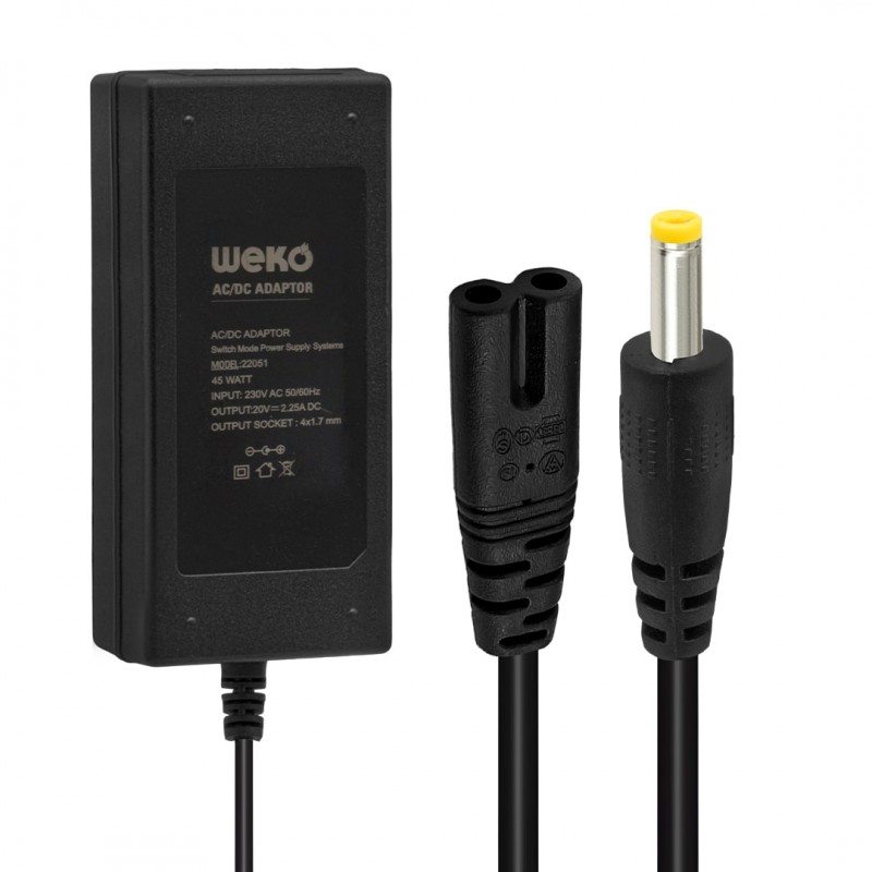 WEKO 20 VOLT - 2.25 AMPER 4.0*1.7 UÇLU YERLİ ÜRETİM NOTEBOOK ADAPTÖR